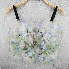 Floral Appliques Corselets Bustier Crop Top Vest White