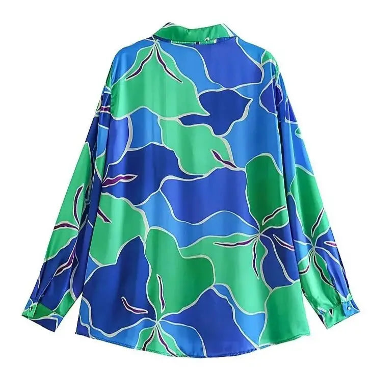 Floral Colorful Long Sleeve Loose Shirt for Women