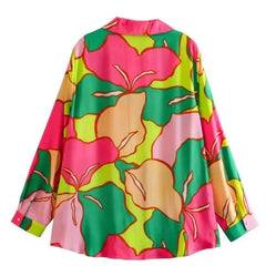 Floral Colorful Long Sleeve Loose Shirt for Women