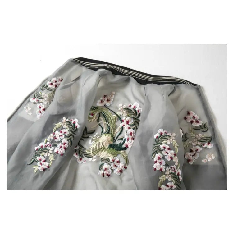 Floral Embroidery Perspective Bomber Jacket Polyester