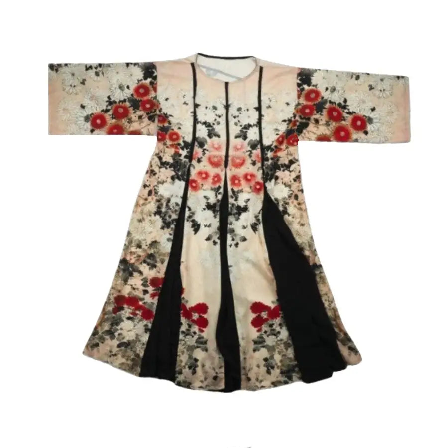 Floral Flowers Blooming Print Japanese Kimono Pink