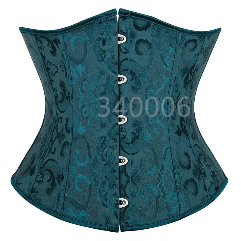 Floral Gothic Underbust Corset Vintage Bridgerton Style