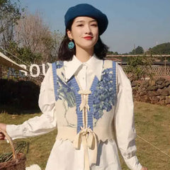 Floral Jacquard Knitted V Neck Vest