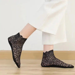 Floral Lace Mesh Cotton Non Slip Socks