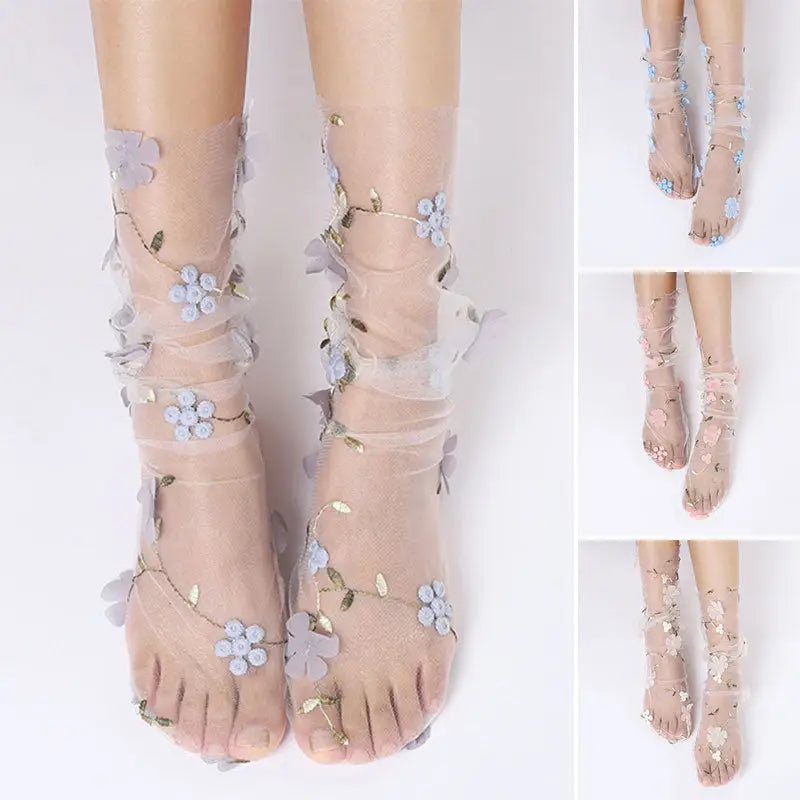 Floral Lace Mesh Socks