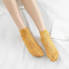 Floral Lace Mesh Socks Short Soft Cotton Non-slip Socks