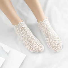 Floral Lace Mesh Socks Short Soft Cotton Non-slip Socks