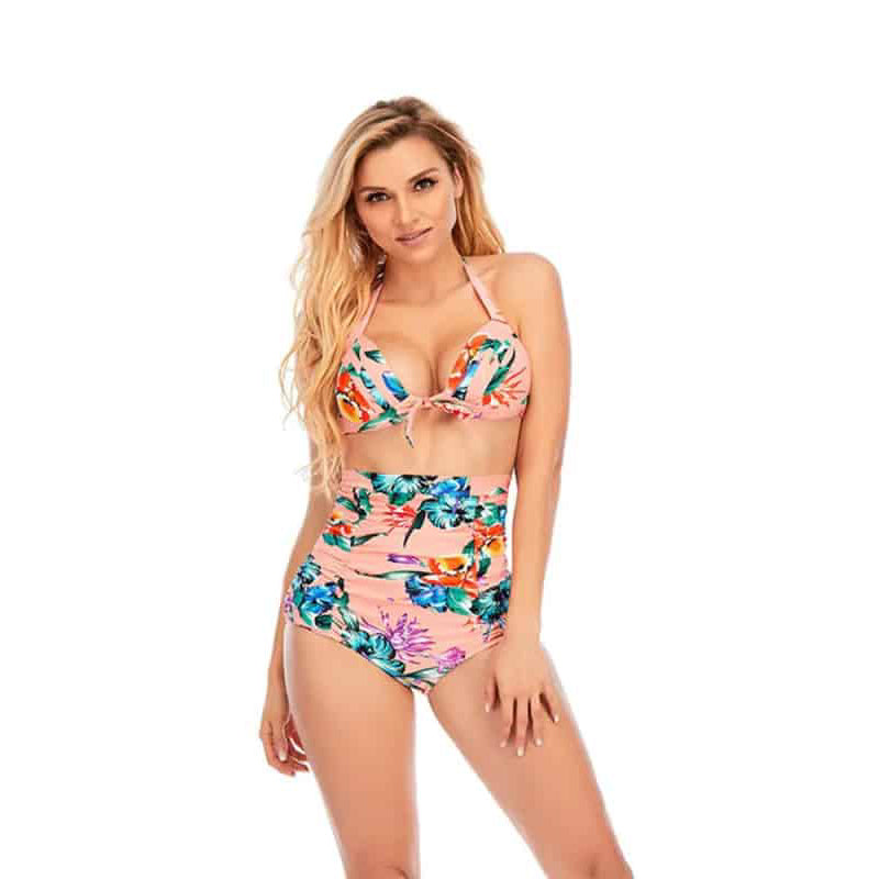 Floral Plus Size High Waist Bikini Set for Women