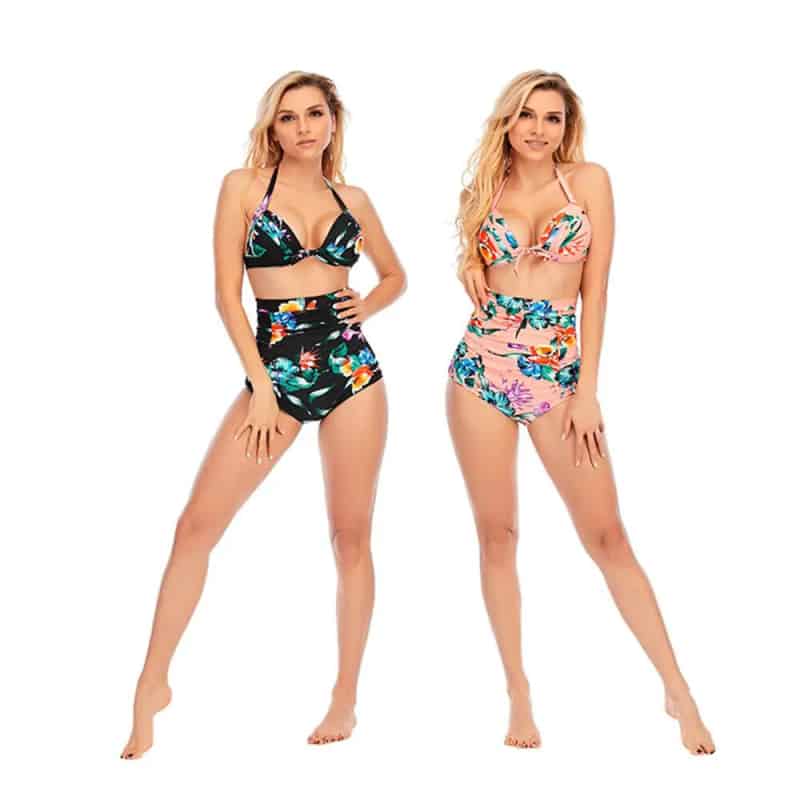 Floral Plus Size High Waist Bikini Set for Women