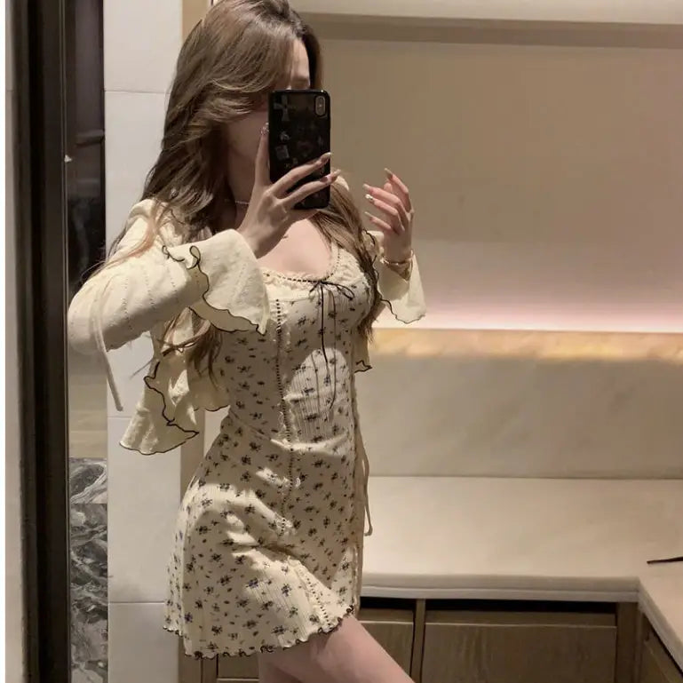 Floral Print 2-Piece Set Dress for Women