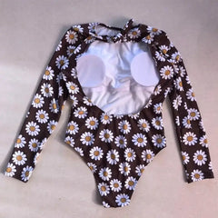 Floral Print Backless String Monokini for Women Black / XS