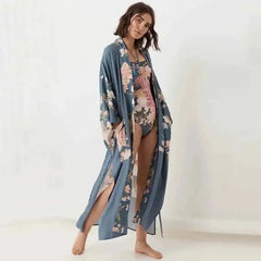 Floral Print Japanese Kimono Fashion Long Sleeve Blouse