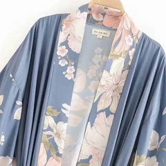 Floral Print Japanese Kimono Fashion Long Sleeve Blouse