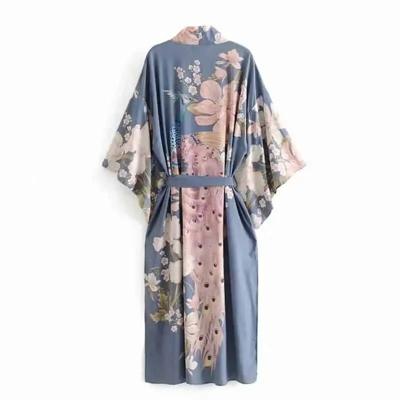 Floral Print Japanese Kimono Fashion Long Sleeve Blouse