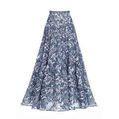 Floral Print Patchwork Tie Dye Bikini Swimsuit Skirt / S