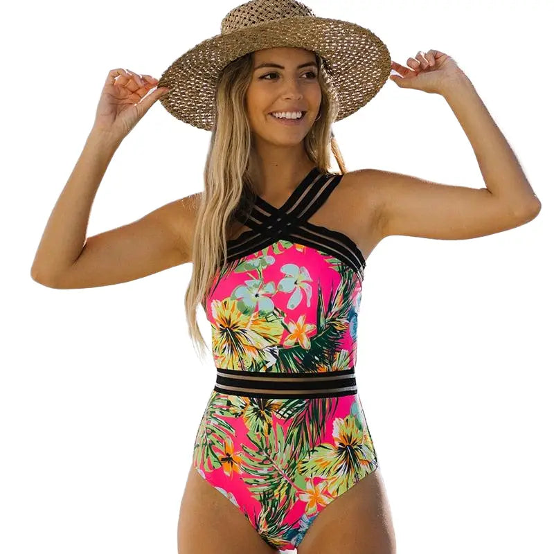 Floral Printed Padded One Piece Swimsuit