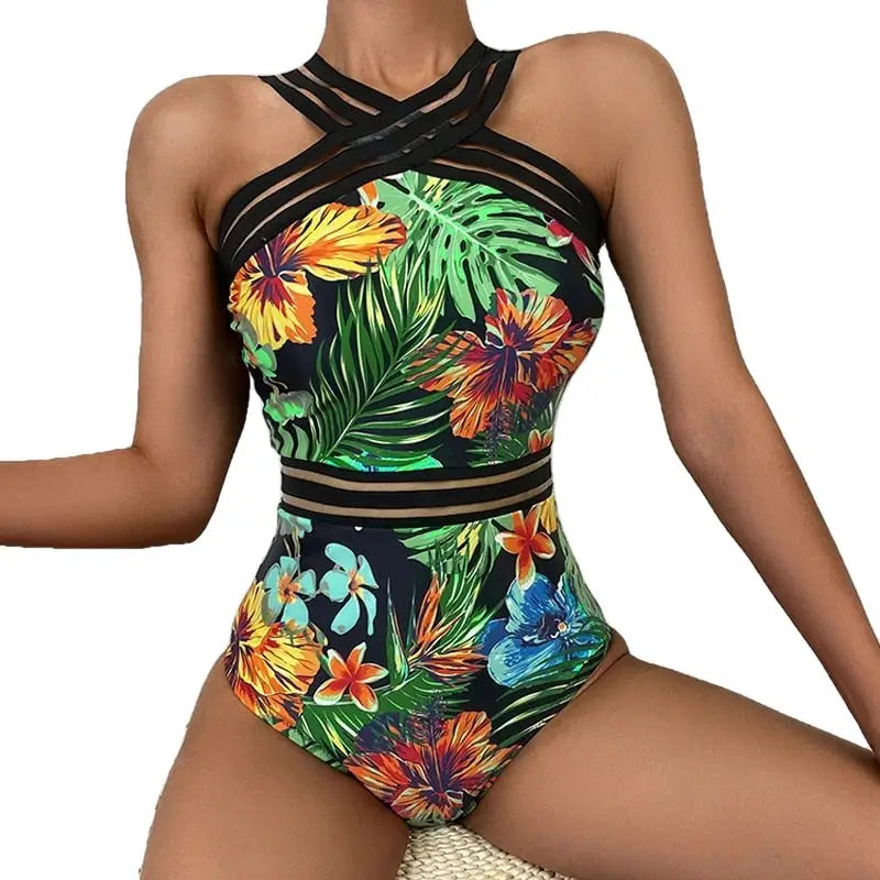 Floral Printed Padded One Piece Swimsuit