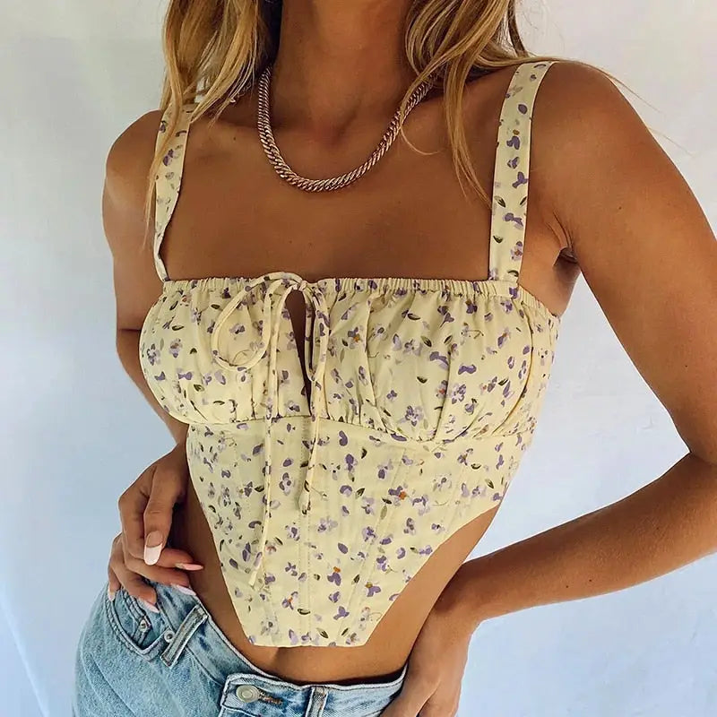 Floral Sweet Print Ruffled Top