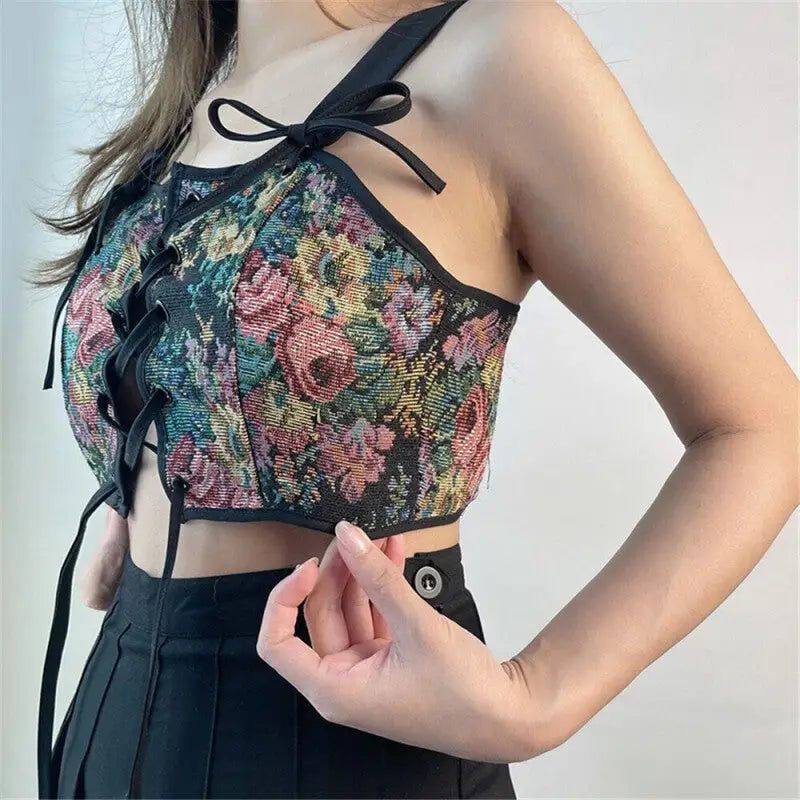 Floral Tube Bandage Corset