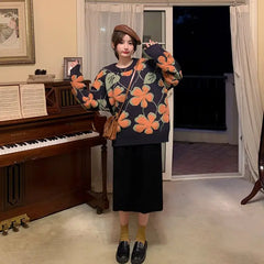 Floral Vintage Knitted Oversize Sweater
