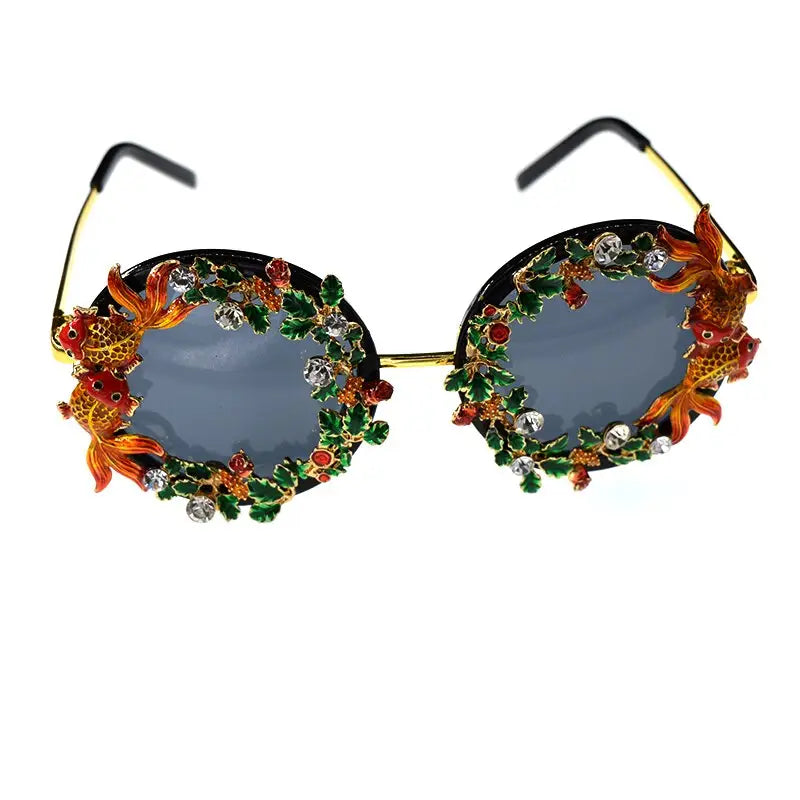 Flower Baroque Sunglasses - Orange / One Size
