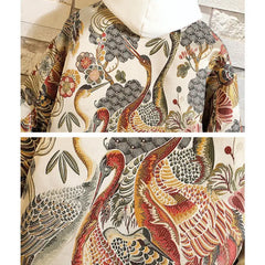 Flower Baseball-Style Knitted Zipper Jacket