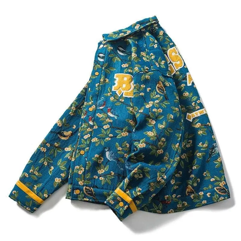 Flower Bird Embroidered Jacket by Bestuff