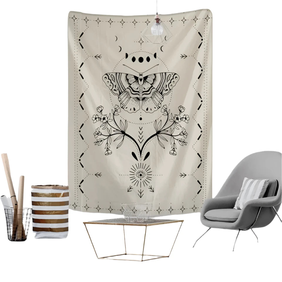 Flower Butterfly Pattern Tapestry Blanket