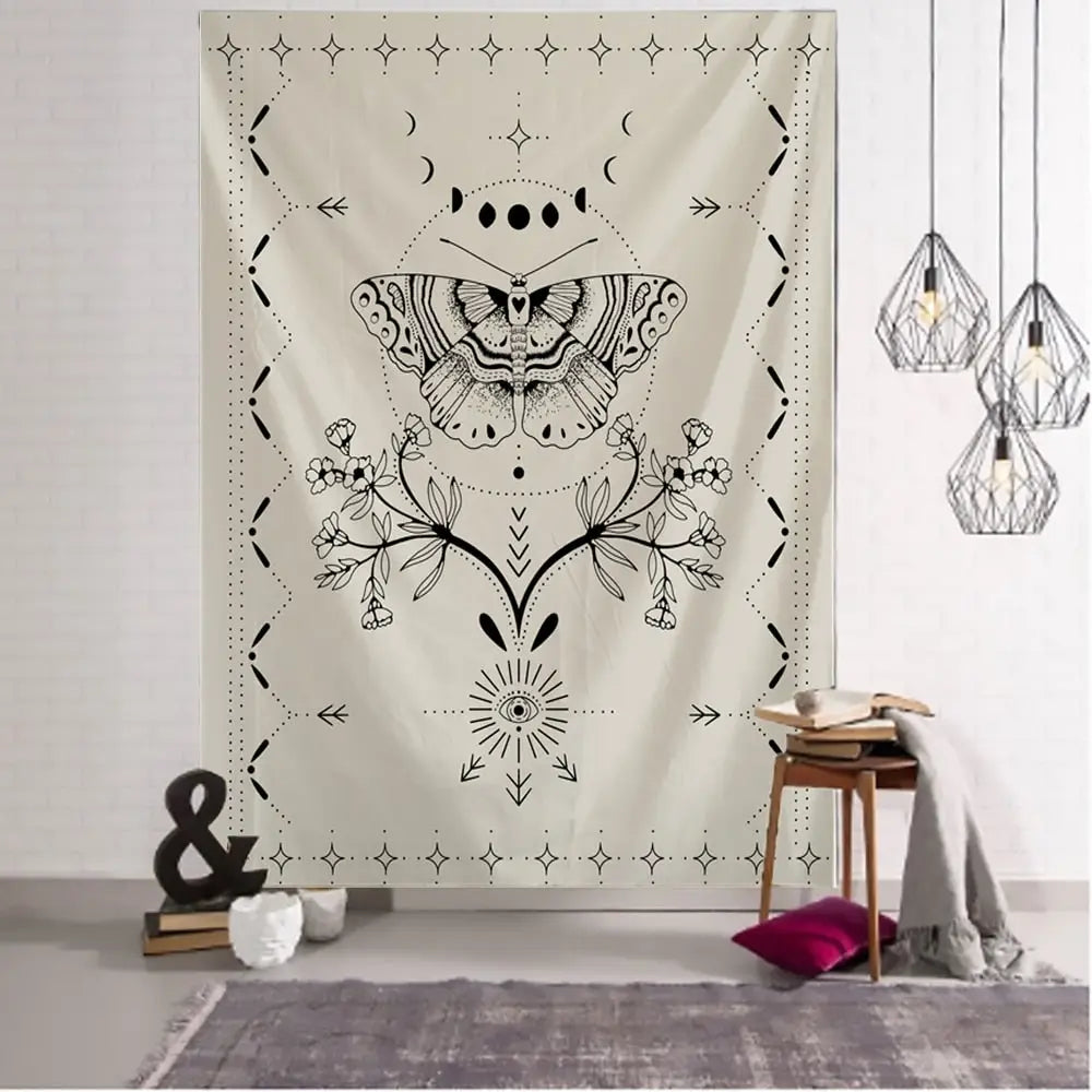 Flower Butterfly Pattern Tapestry Blanket