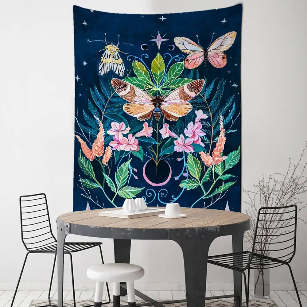 Flower Butterfly Pattern Tapestry Blanket