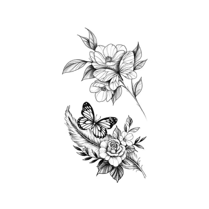 Flower Butterfly Waterproof Temporary Tattoo Sticker