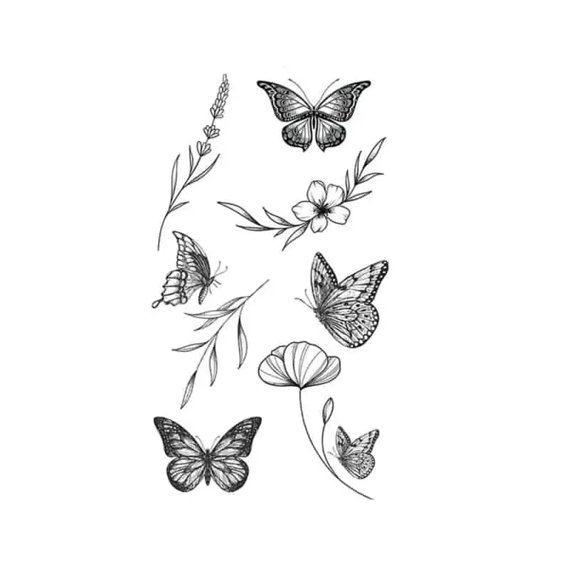 Flower Butterfly Waterproof Temporary Tattoo Sticker