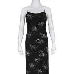 Flower Dark Gothic Mesh Long Dress