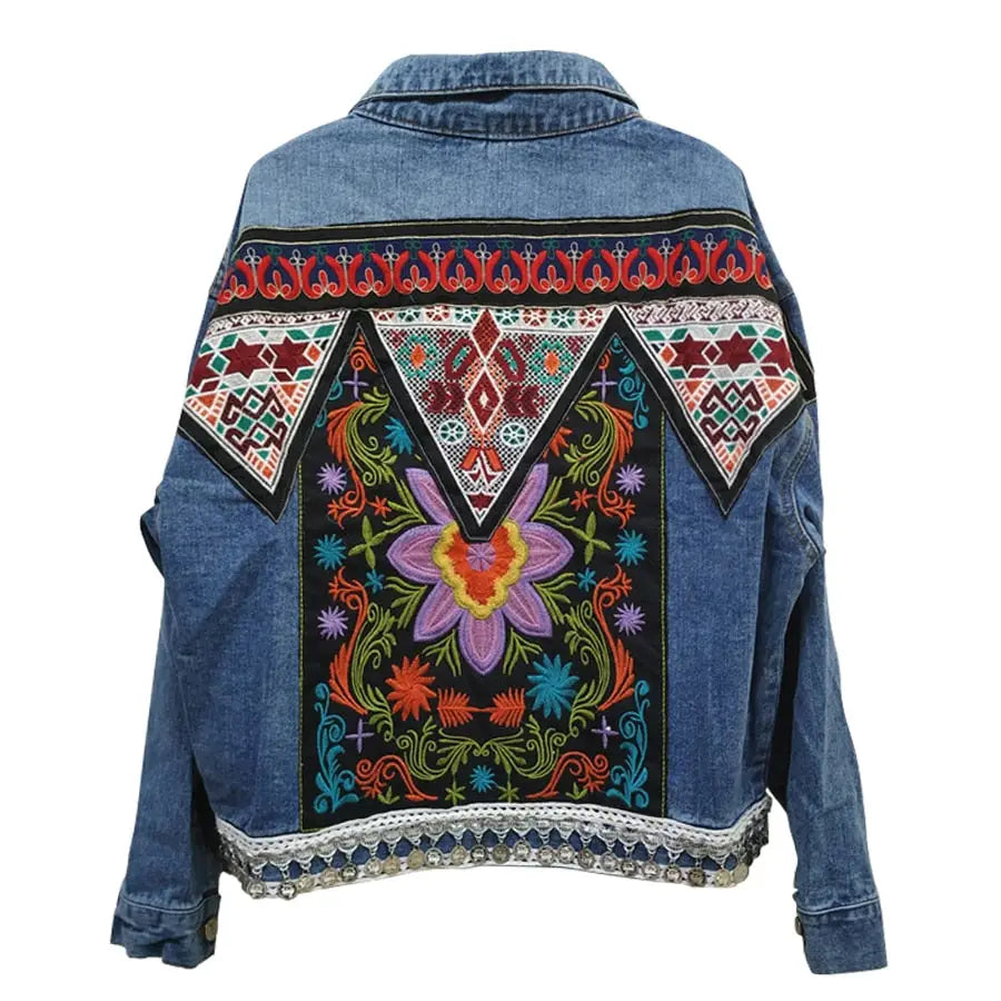 Flower Embroidery Denim Jacket