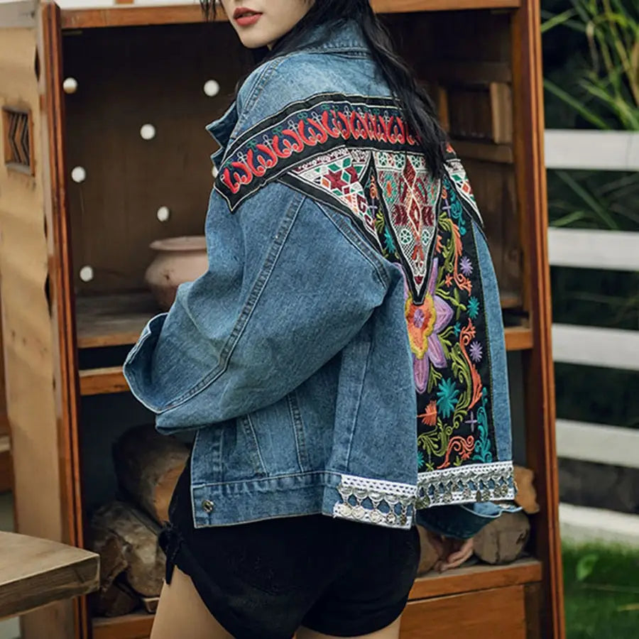 Flower Embroidery Denim Jacket