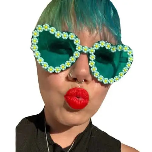 Flower Heart Shaped Sunglasses Plastic Frame 72mm