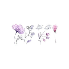 Flower Lilac Waterproof Temporary Tattoo Sticker - Purple