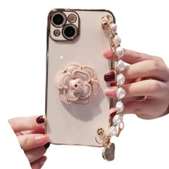 Flower Pearl Strap Phone Case for iPhone White / iphone 7