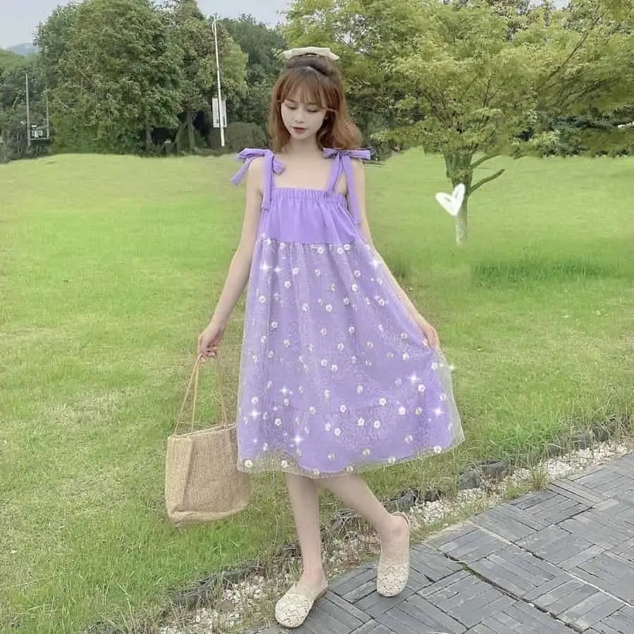 Flowers Embroidery Sequin Mesh Dress for Women