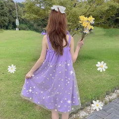 Flowers Embroidery Sequin Mesh Dress for Women