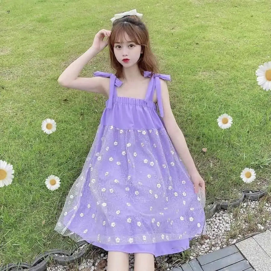 Flowers Embroidery Sequin Mesh Dress for Women