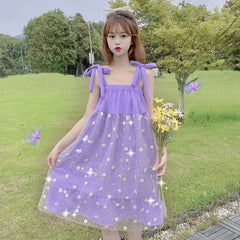 Flowers Embroidery Sequin Mesh Dress for Women