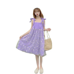 Flowers Embroidery Sequin Mesh Dress for Women