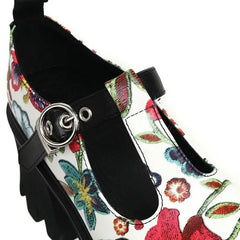 Flowers High Heel PU Leather Shoes