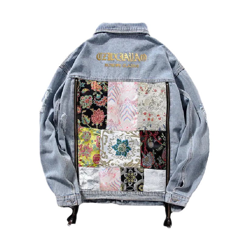 Flowers Patchwork Denim Jacket