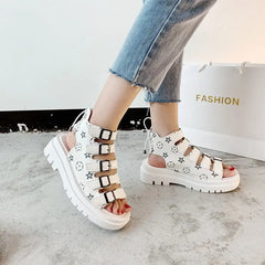 Flowers Platform High-Top Sandals