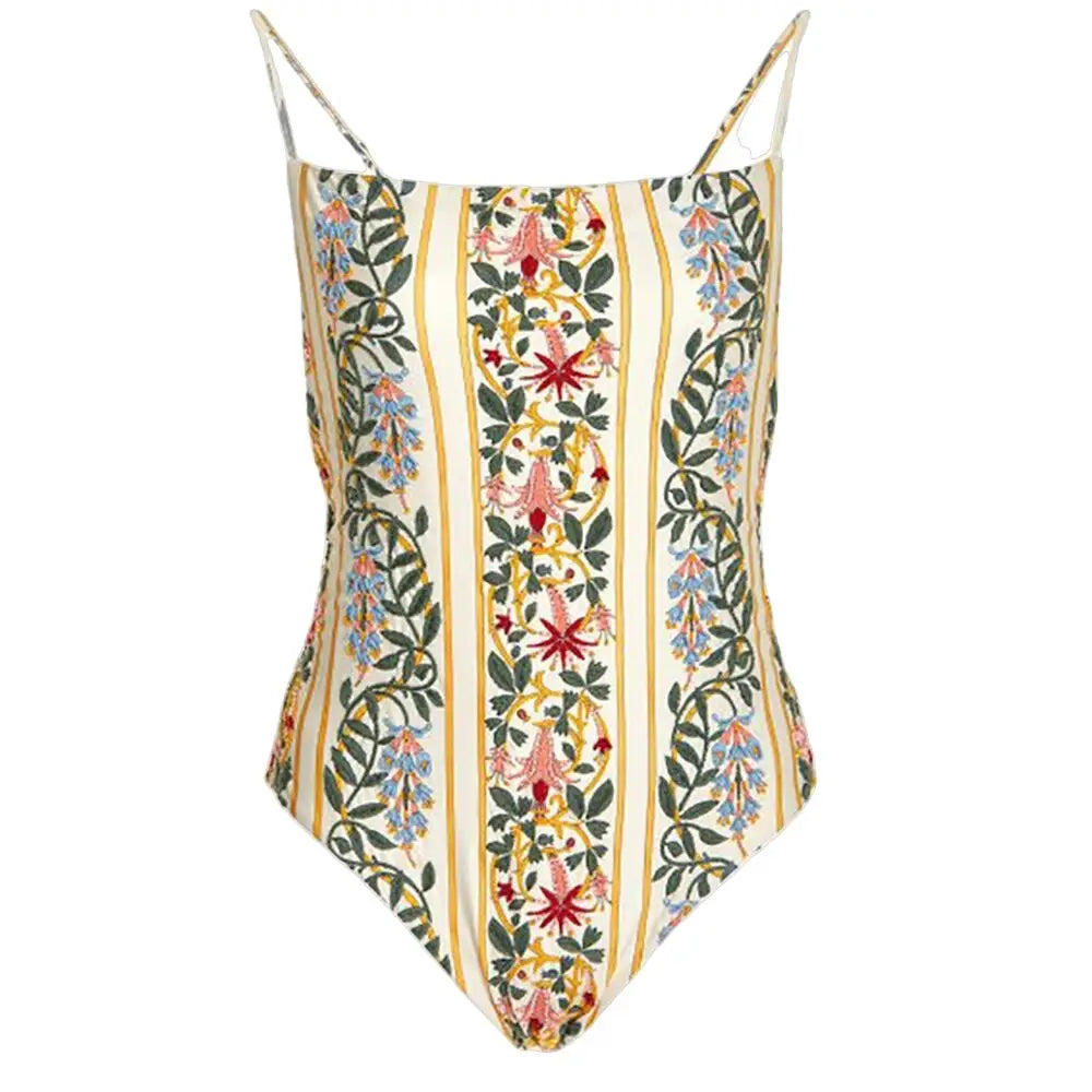 Flowers Vintage One Piece Slimming Swimsuit