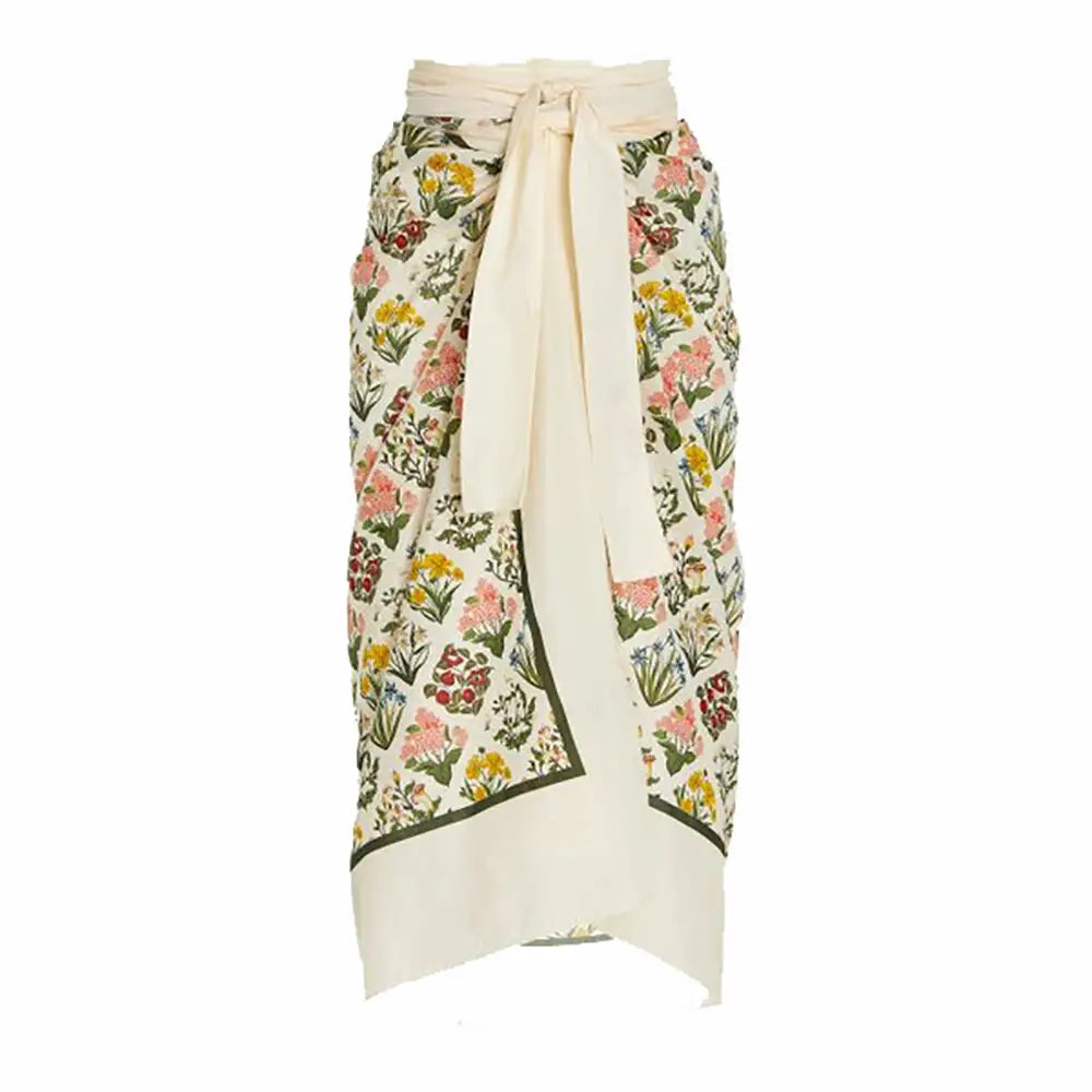 Flowers Vintage One Piece Tights Slimming Swimsuit skirt / S