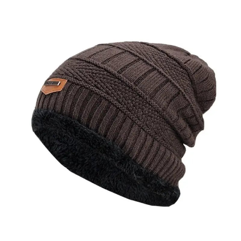 Fluffy Winter Angora Knitted Beanie - Brown / One Size - Hat