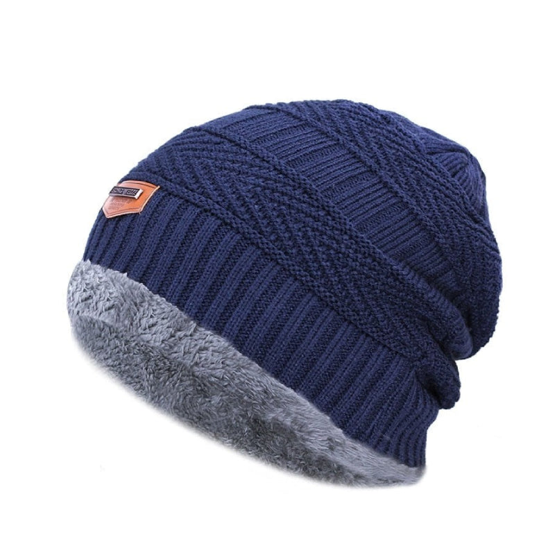 Fluffy Winter Angora Knitted Beanie - Navy / One Size - Hat